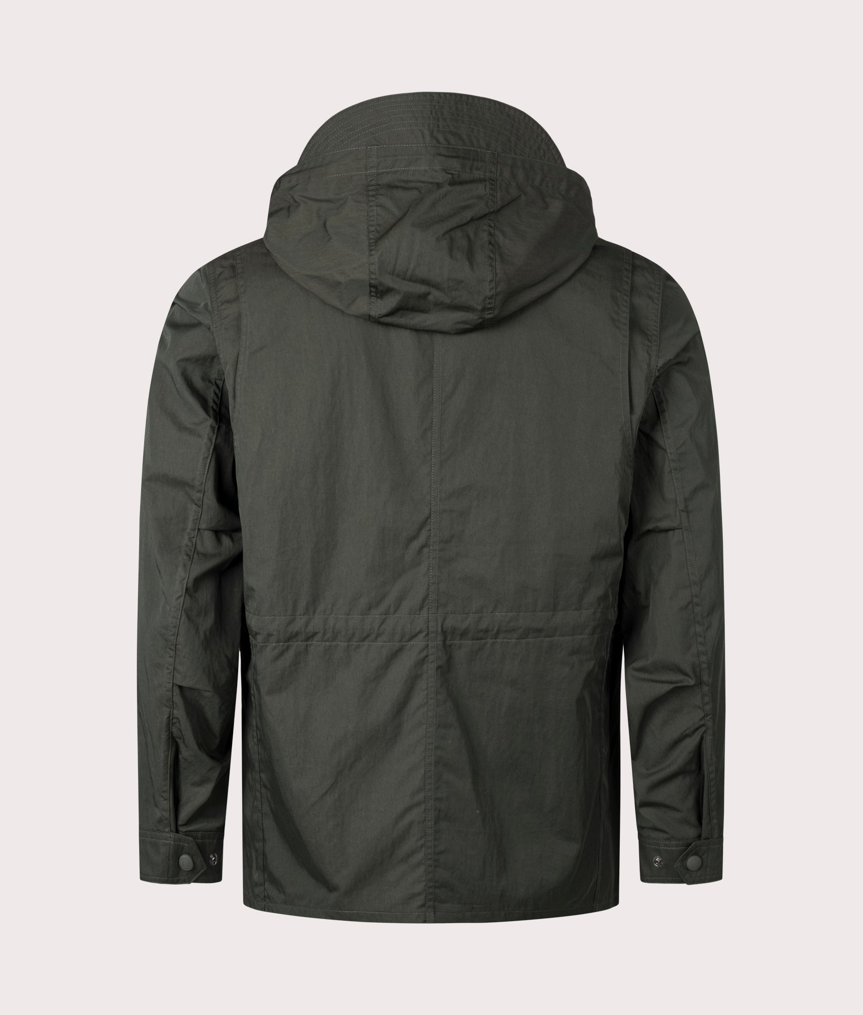 Belstaff Drome Jacket in Tile Green. Back angle shot at EQVVS.