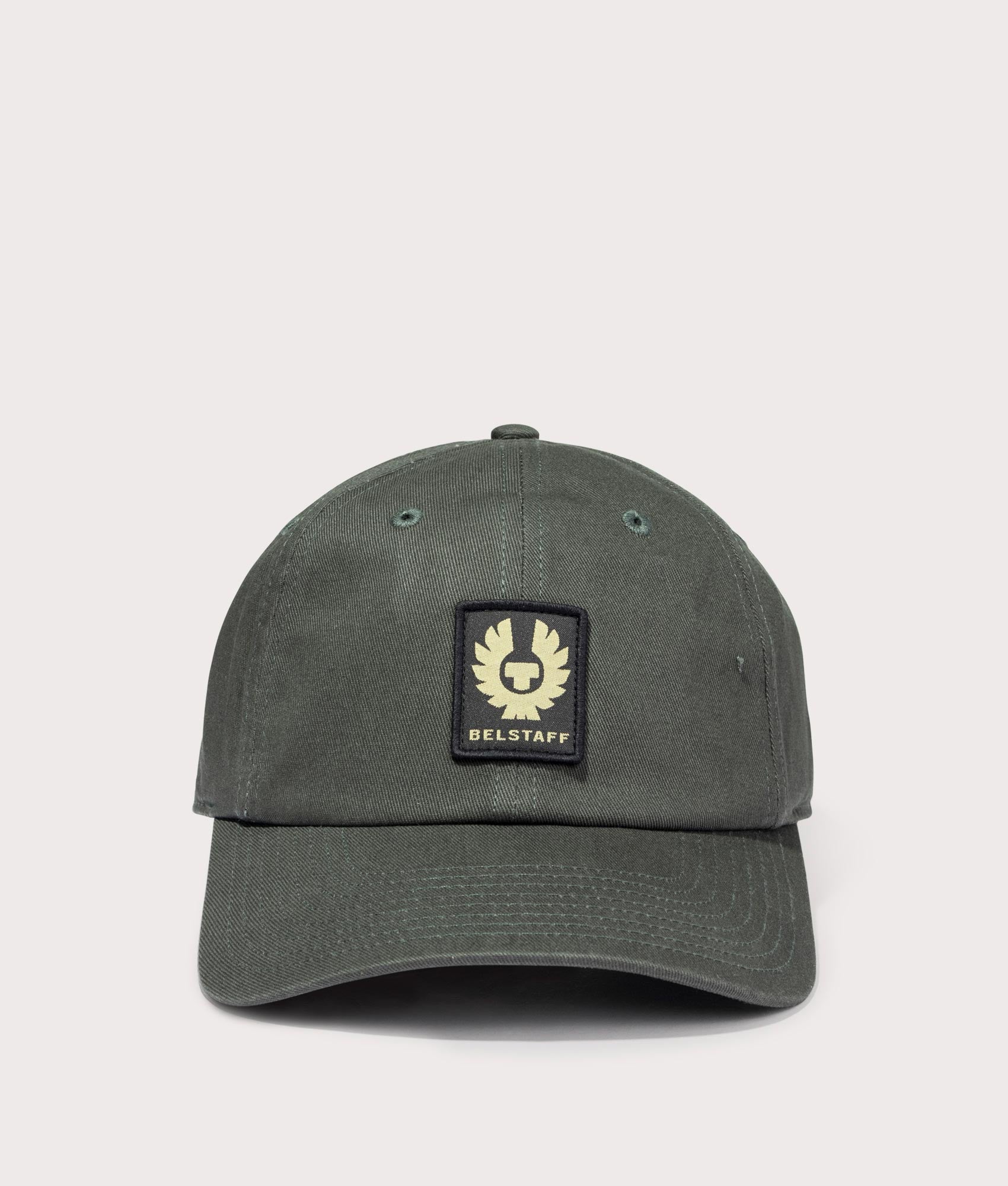Belstaff Phoenix Logo Cap in Tile Green. EQVVS Front Shot
