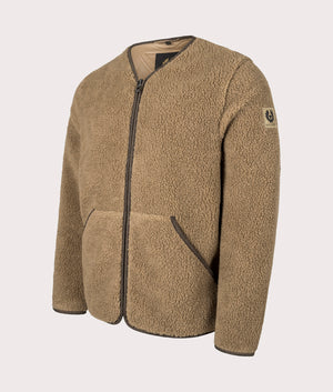 Belstaff Centenary Fleece Jacket in British Khaki. At EQVVS Menswear. Front Angle Shot 