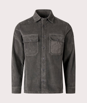 Belstaff Fallgate Shirt in Forge Grey. 100% Cotton. At EQVVS Menswear. Front Detail Shot