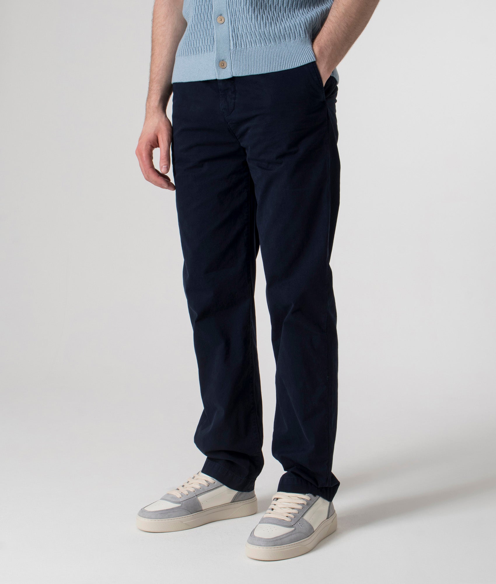 Belstaff Rally Trousers in Dark Ink at EQVVS. Angle Shot.