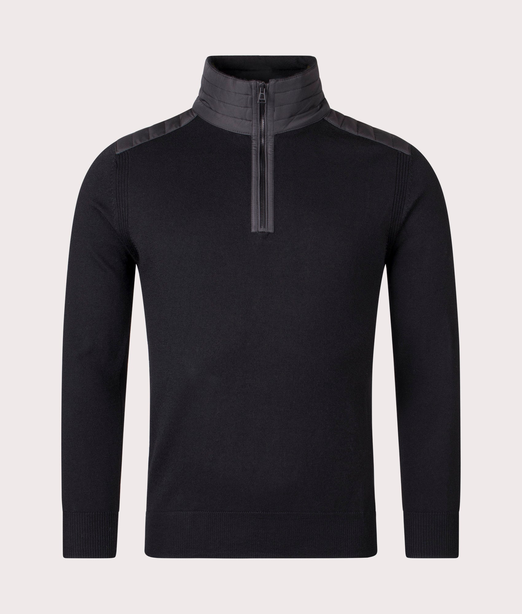 Kilmington Quarter Zip Jumper in Black.  | Bestaff | Shot at EQVVS | Front shot 