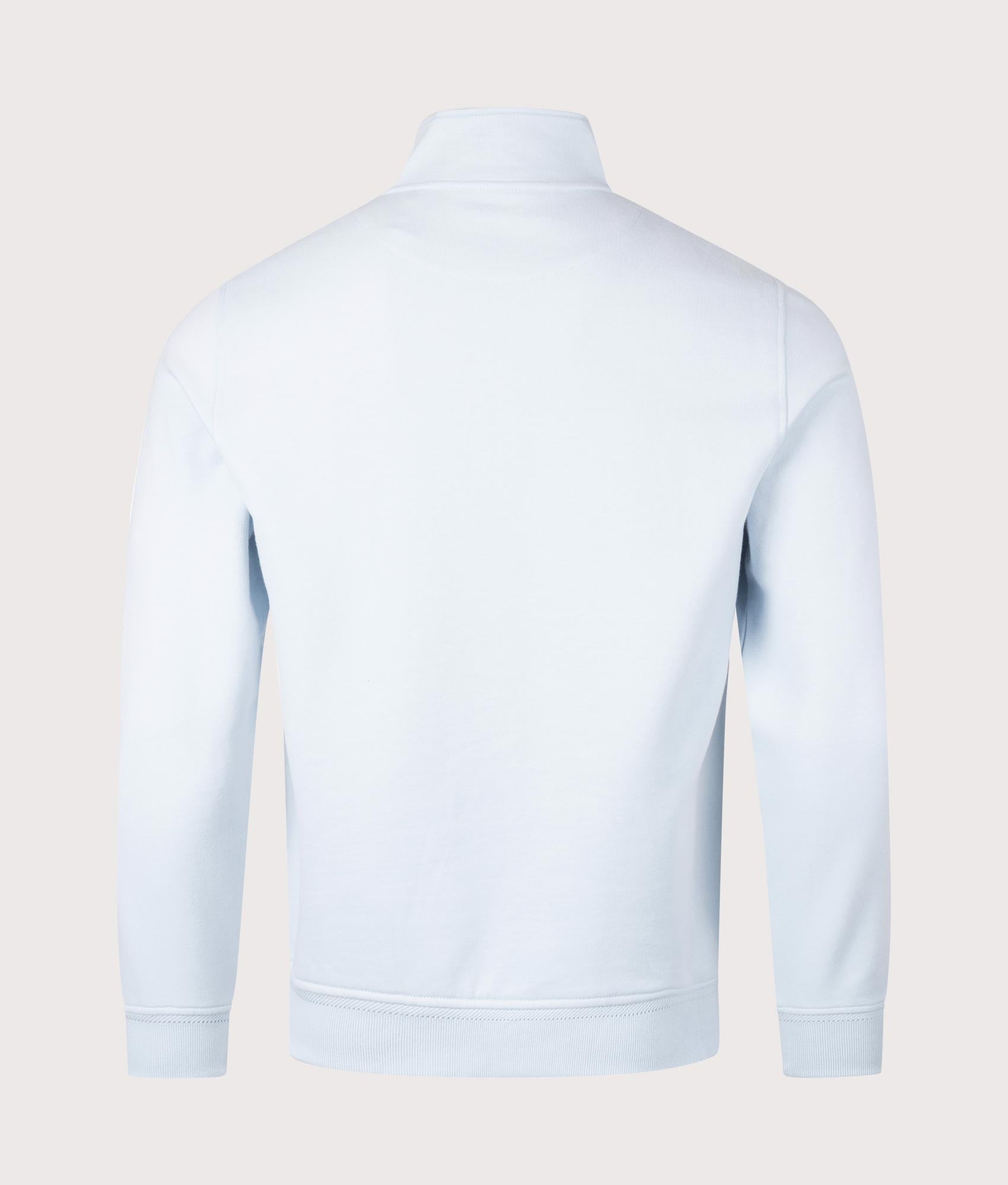 Belstaff Quarter Zip Sweatshirt in Sky Blue at EQVVS Menswear. Back shot. 