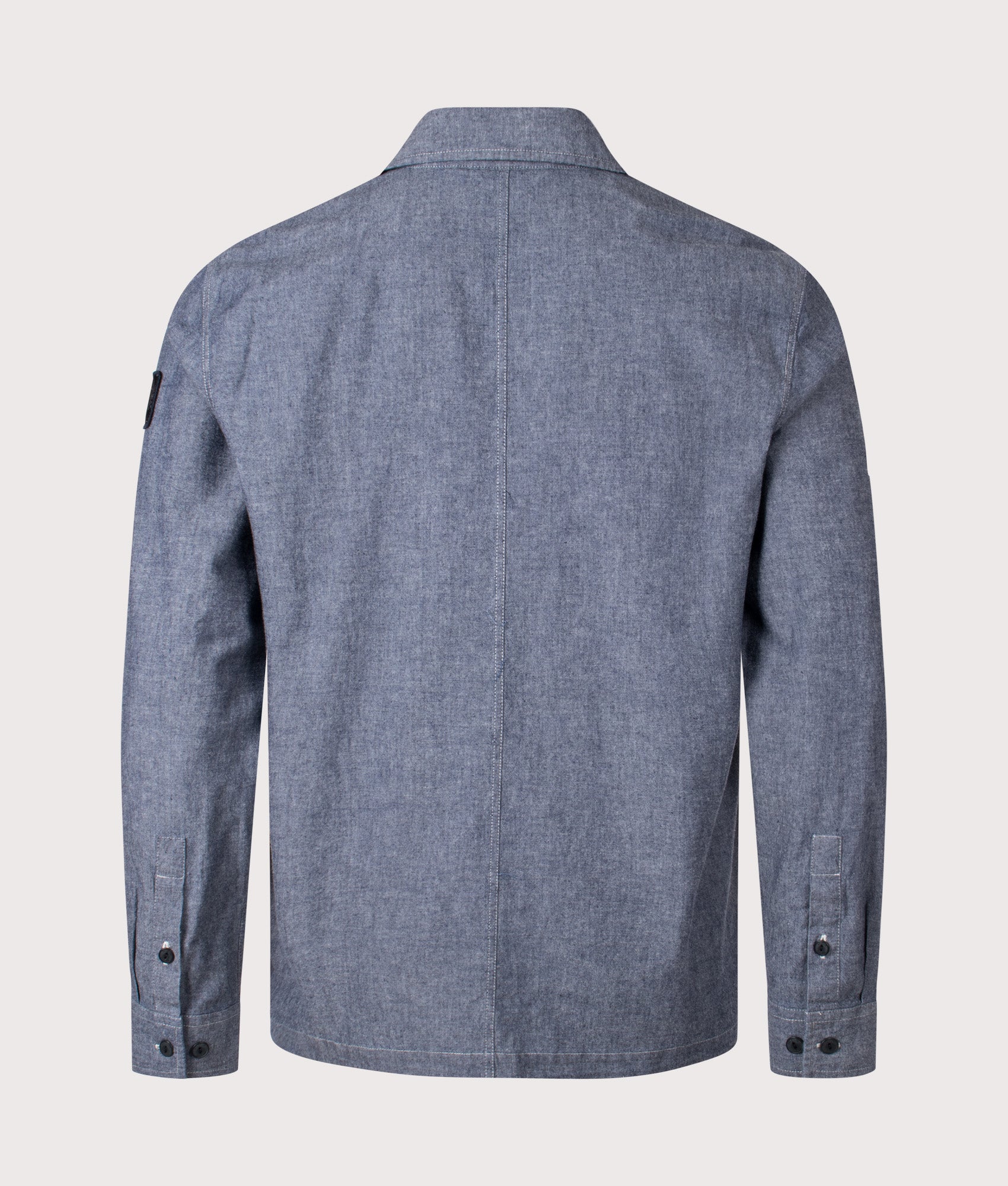 Belstaff CS60 Overshirt in Chambray. Shot at EQVVS.  Back shot. 