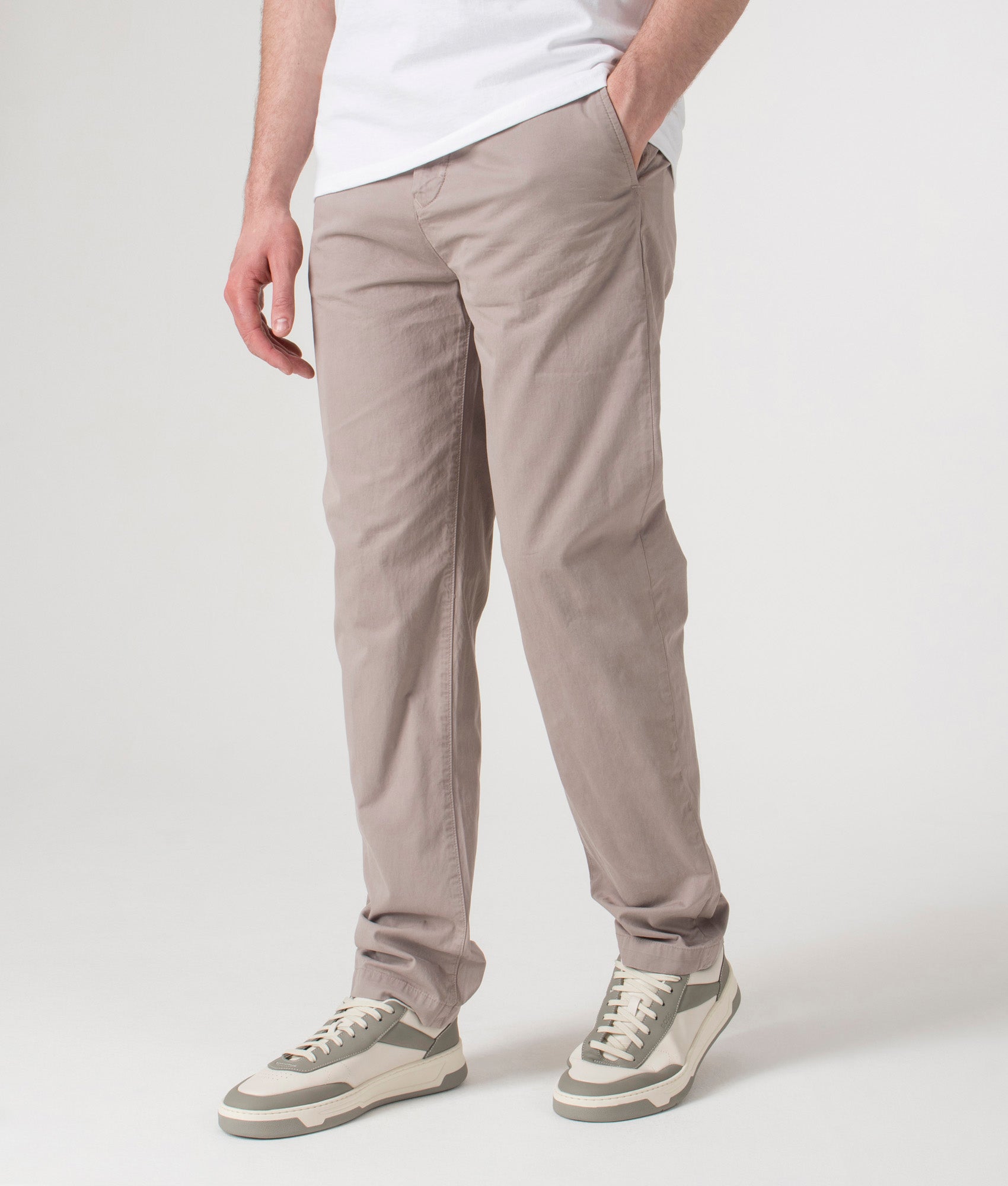 Belstaff Rally Trousers in Pumice Beige at EQVVS. Angle Shot.