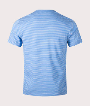 Belstaff Micro Striped T-Shirt in Hydra Blue, 100% cotton at EQVVS. Back shot. 
