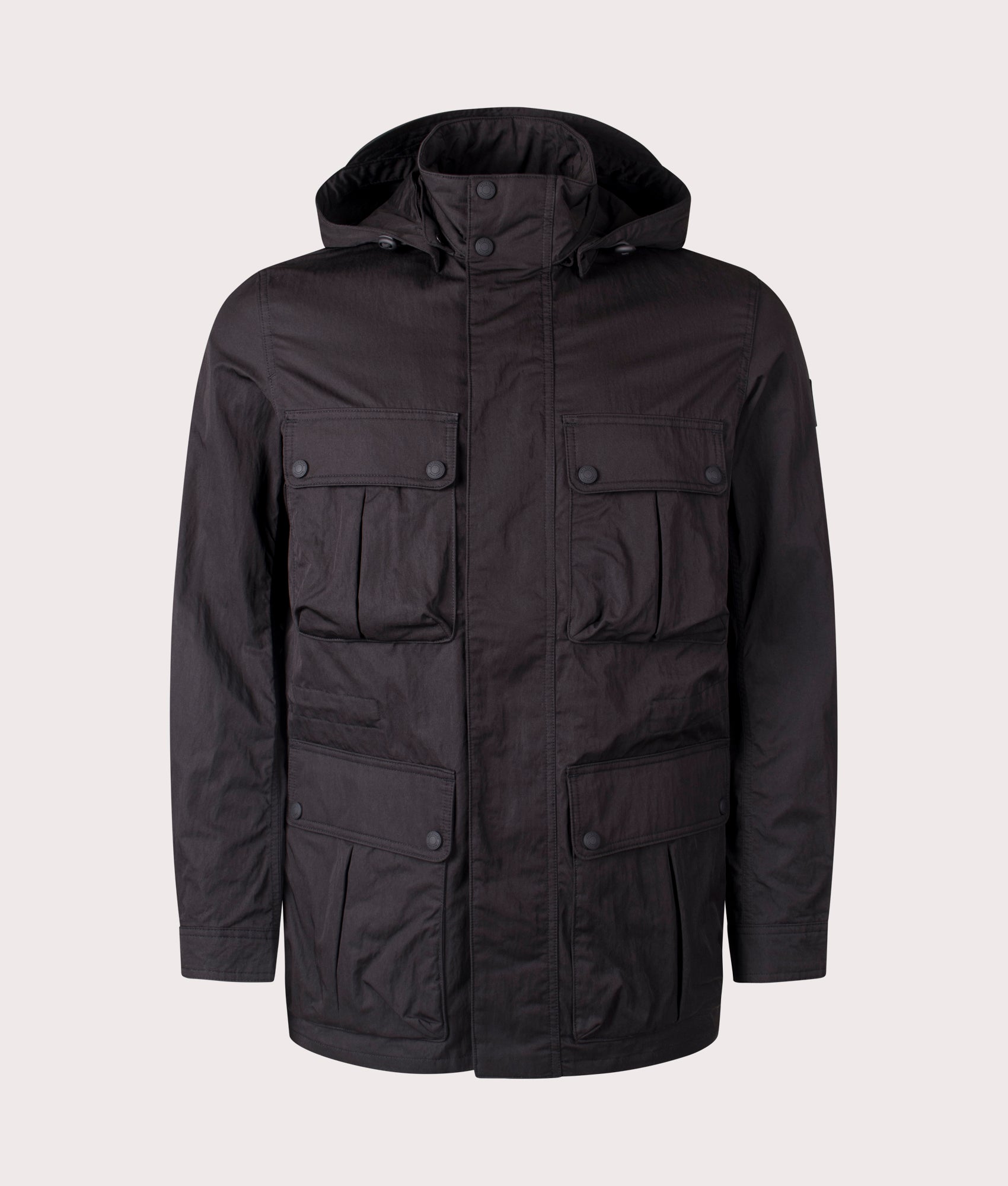 Belstaff Drome Jacket in Black. At EQVVS Menswear. Front shot