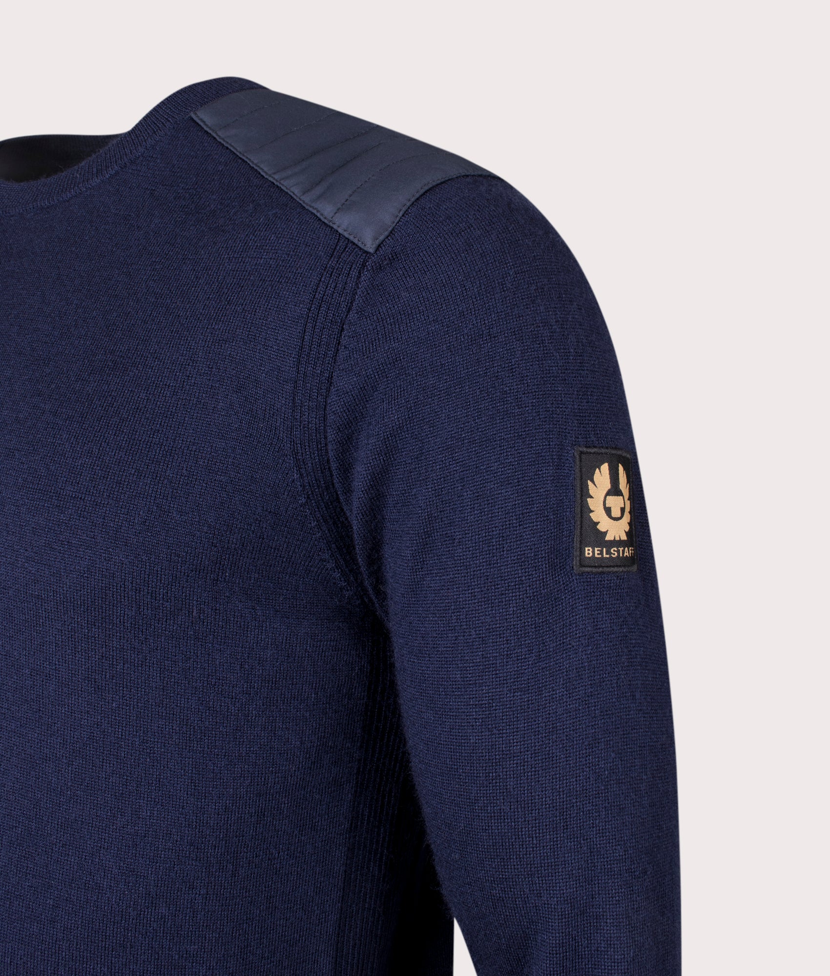 Kerrigan Crewneck Jumper in Dark Ink.  | Bestaff | Shot at EQVVS | Angle detail shot 