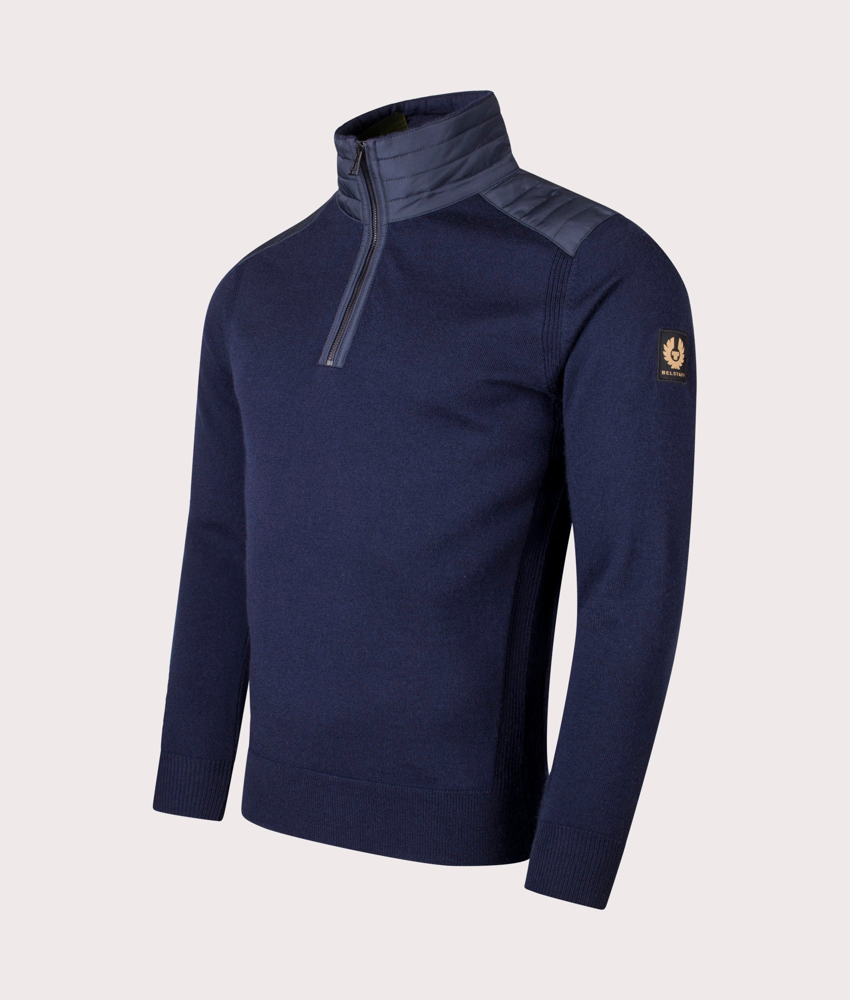Kilmington Quarter Zip Jumper in Dark Ink.  | Bestaff | Shot at EQVVS | Front angle shot 