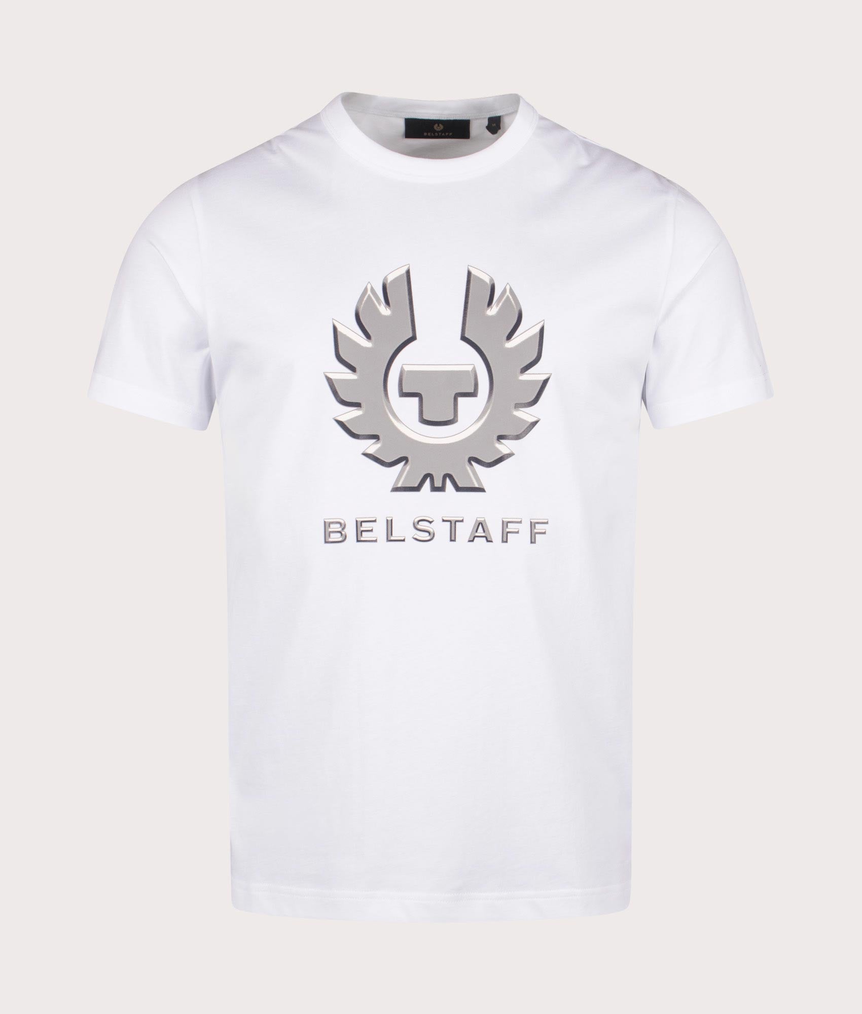 Belstaff Liquify Graphic T-Shirt in White, 100% cotton at EQVVS. Front shot. 