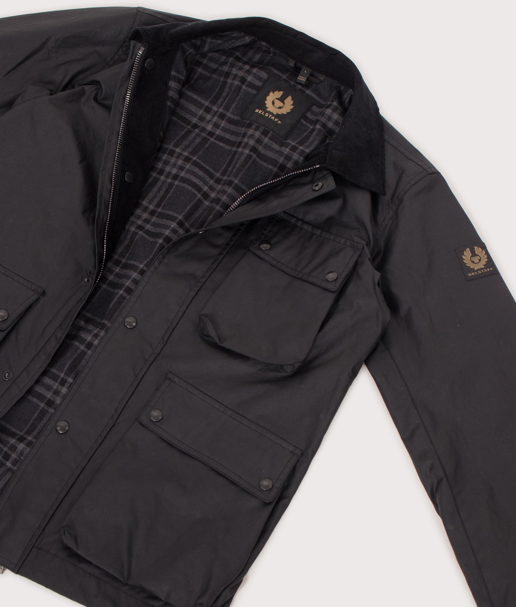 Belstaff Regular fit Incline Jacket in Black at EQVVS Menswear. Lining shot.