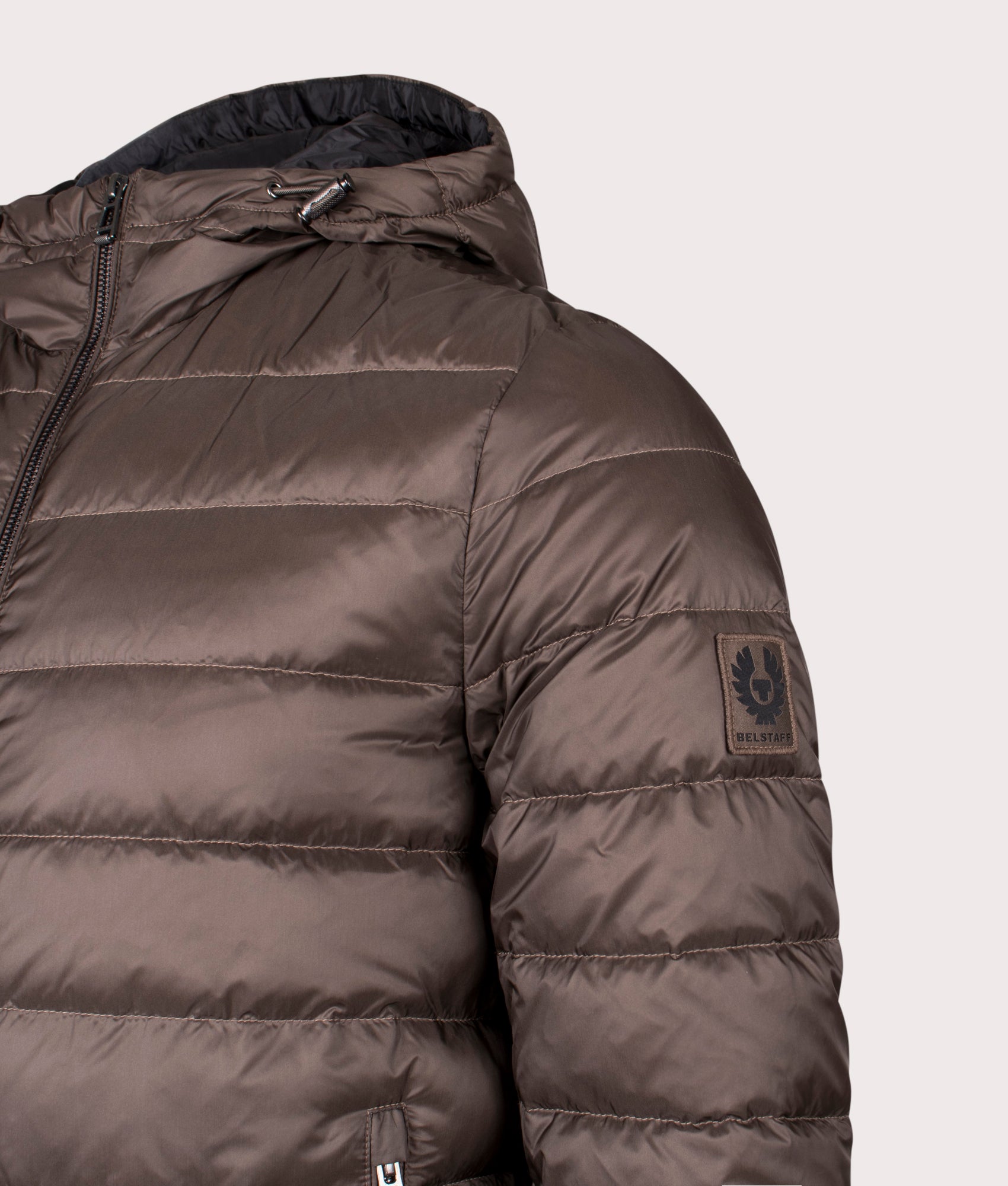 Bestaff Control Jacket in Major Brown at EQVVS Menswear.  Angle detail shot.