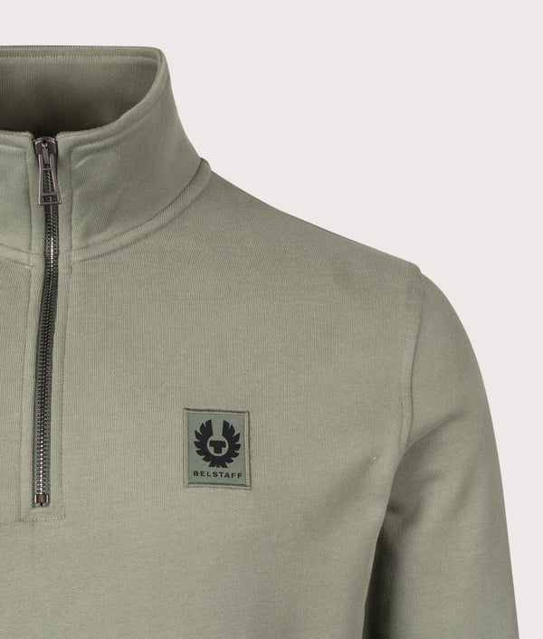 Belstaff Quarter Zip Sweatshirt in Sage Green | Belstaff | EQVVS