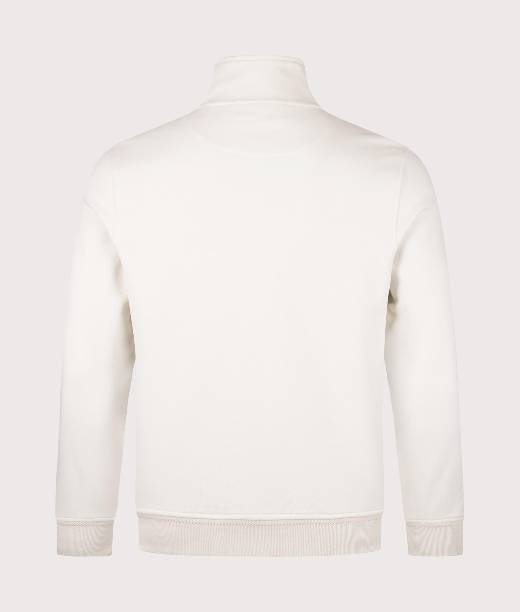Belstaff Quarter Zip Sweatshirt in Silver Birch at EQVVS Menswear. Back shot.
