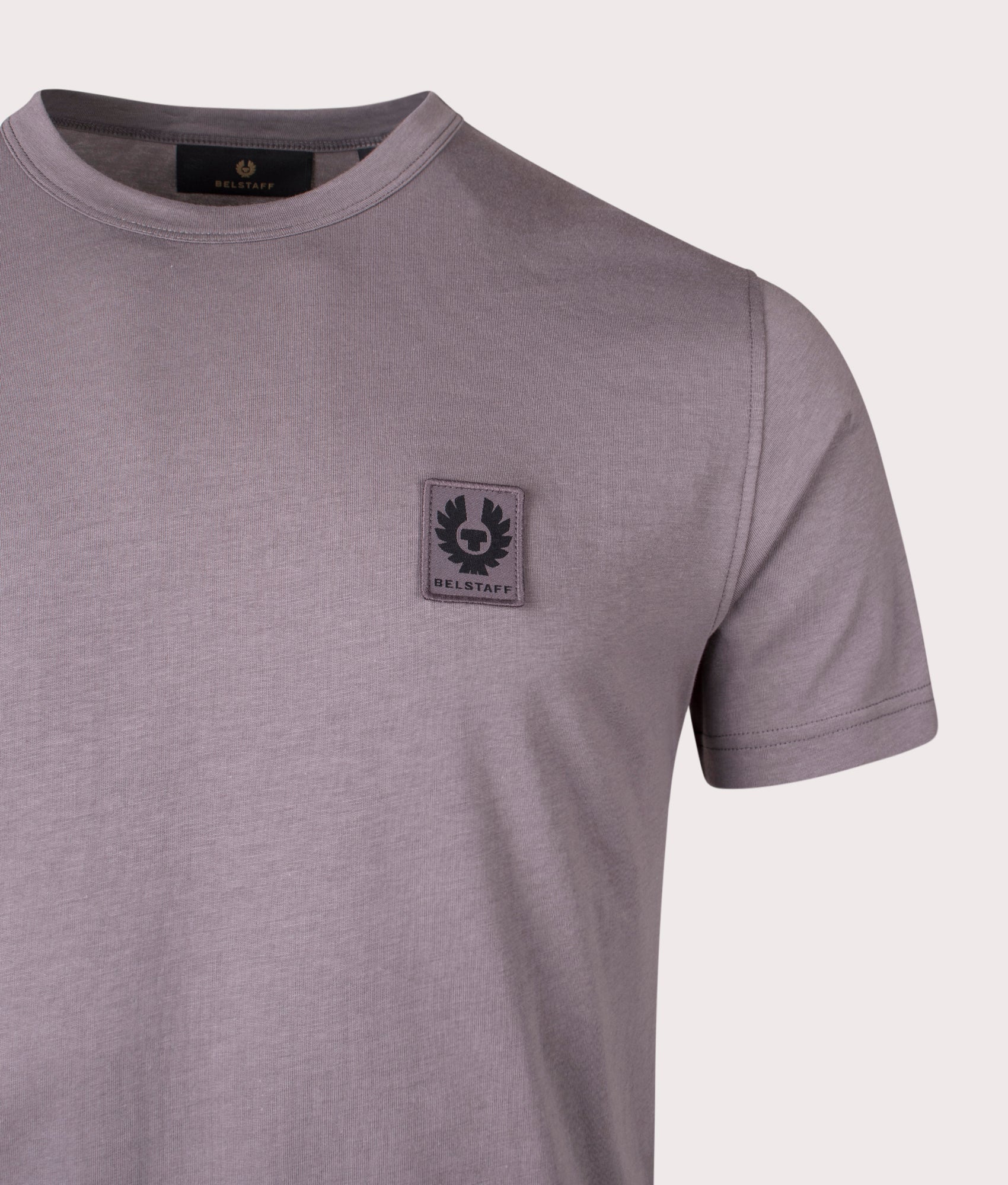 Belstaff T-Shirt in Tornado Grey at EQVVS Menswear. Front detail shot.