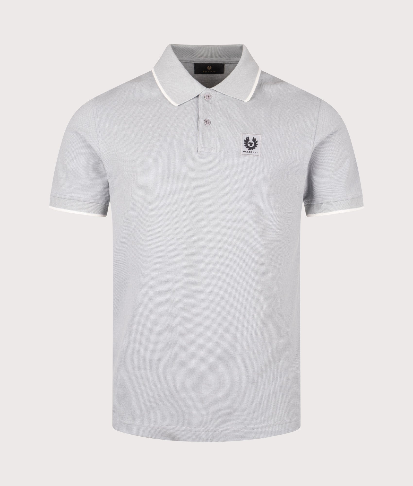 Tipped Polo Shirt in Quarry Blue | Belstaff | EQVVS | Front shot 