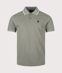 Tipped Polo Shirt: Sage Green 