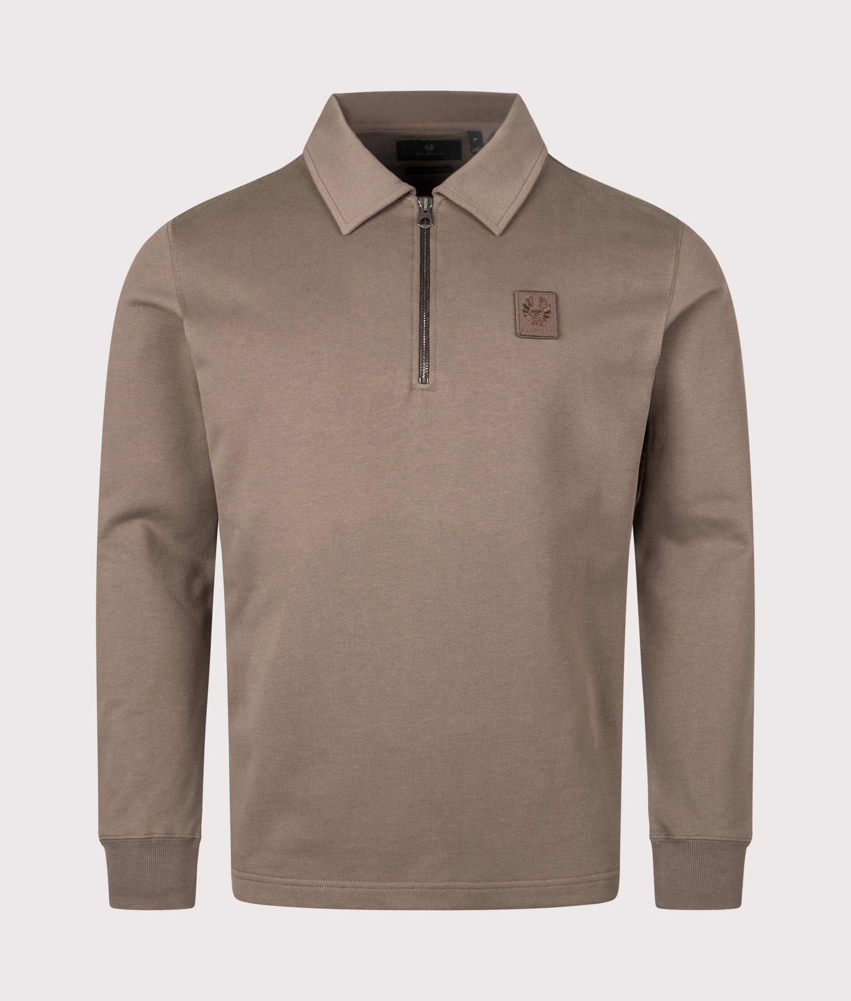 Curator Collared Sweatshirt in Major Brown | Supima Cotton Blend | Belstaff | EQVVS | Front shot 