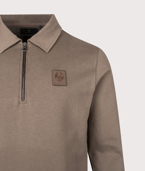 Curator Collared Sweatshirt in Major Brown | Supima Cotton Blend | Belstaff | EQVVS | Front detail shot 