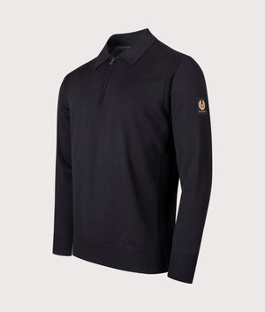 Kyle Polo Shirt in lack. 100% Wool | Fred Perry | Shot at EQVVS | Front angle shot