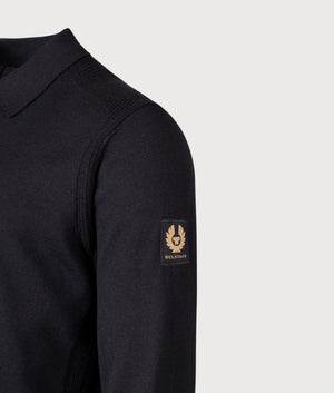 Kyle Polo Shirt in lack. 100% Wool | Fred Perry | Shot at EQVVS | Front angle detail shot