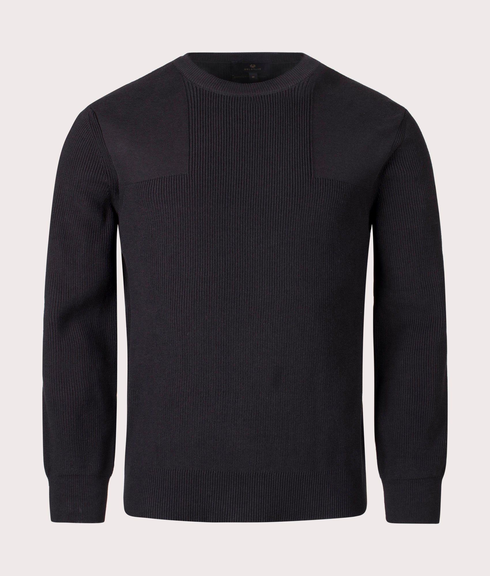 Commander Crewneck Jumper in Black. 100% Cotton  | Belstaff | Shot at EQVVS | Front shot 