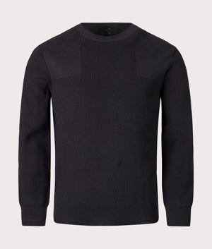 Commander Crewneck Jumper in Black. 100% Cotton  | Belstaff | Shot at EQVVS | Front shot 