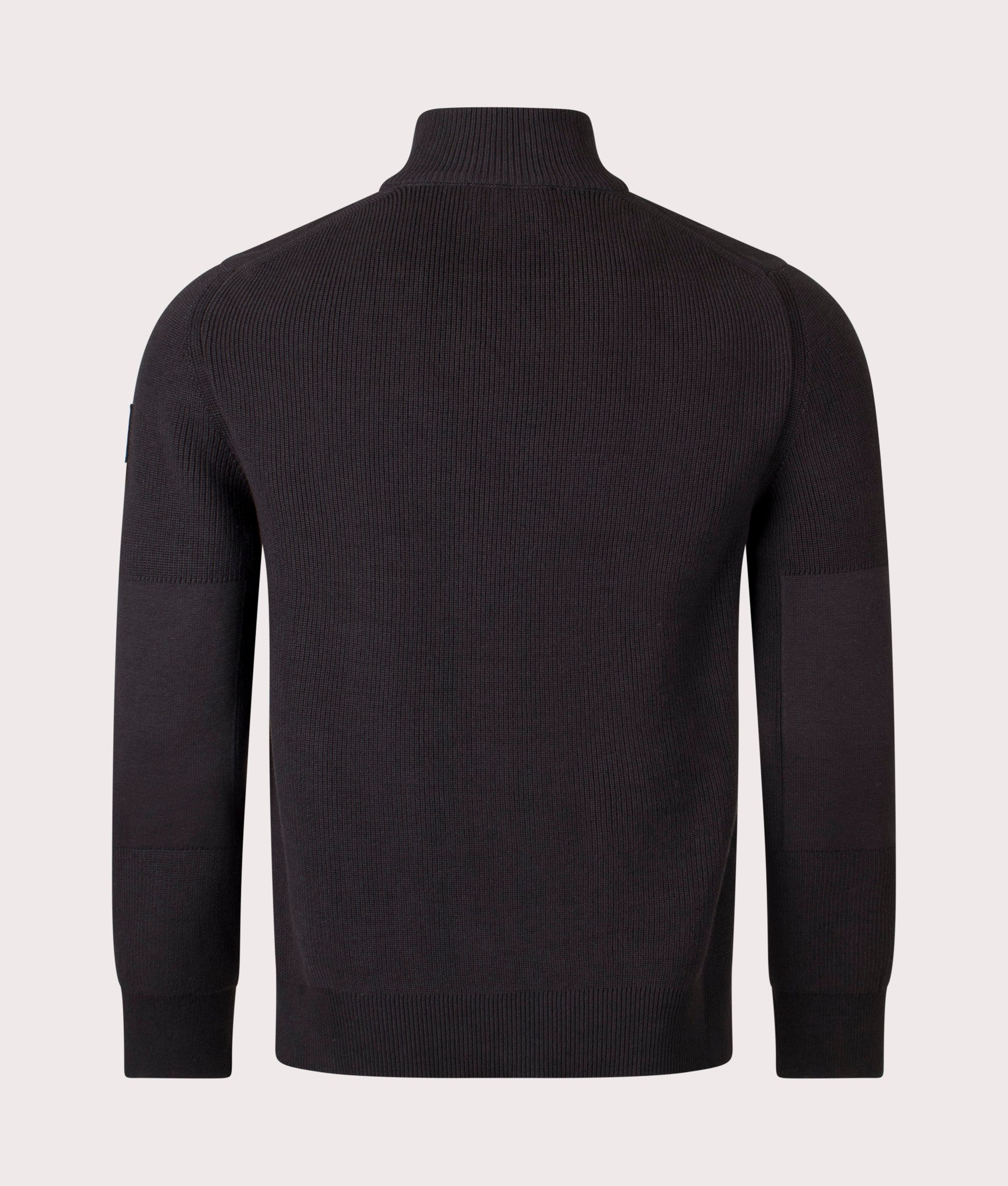 Commander Quarter Zip Jumper in Black. 100% Cotton  | Belstaff | Shot at EQVVS | Back shot 