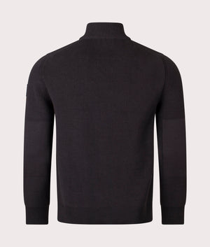 Commander Quarter Zip Jumper in Black. 100% Cotton  | Belstaff | Shot at EQVVS | Back shot 