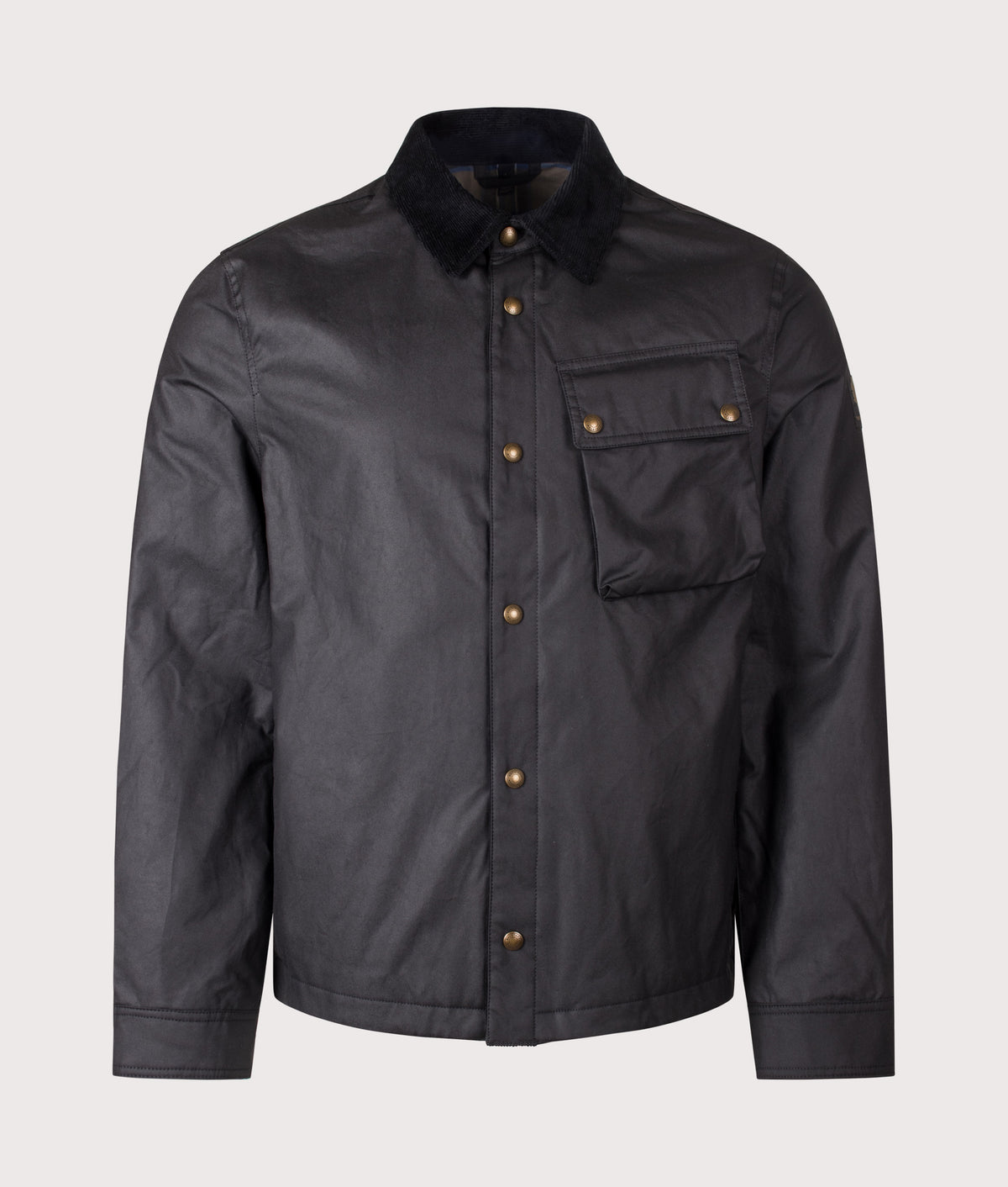 Belstaff Regular Fit Ground Jacket in Black at EQVVS Menswear. Front shot.