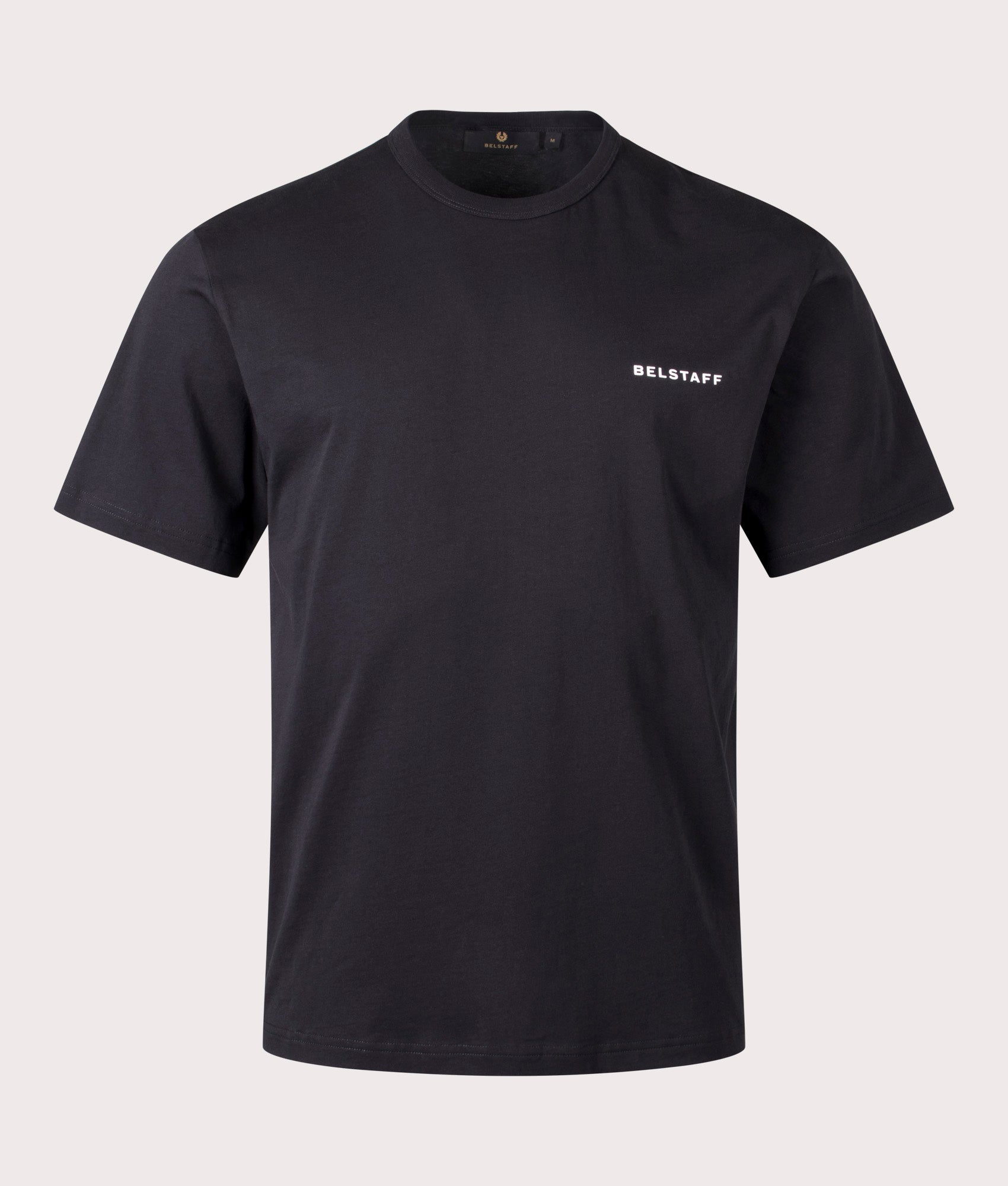 Border T-Shirt in Black. 100% Cotton  | Belstaff | Shot at EQVVS | Front shot 