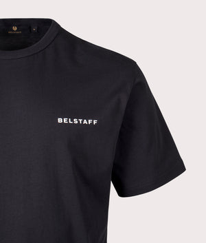 Border T-Shirt in Black. 100% Cotton  | Belstaff | Shot at EQVVS | Front detail shot 
