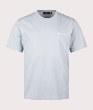 Border T-Shirt in Quarry Blue. 100% Cotton | Belstaff | Shot at EQVVS | Front shot 