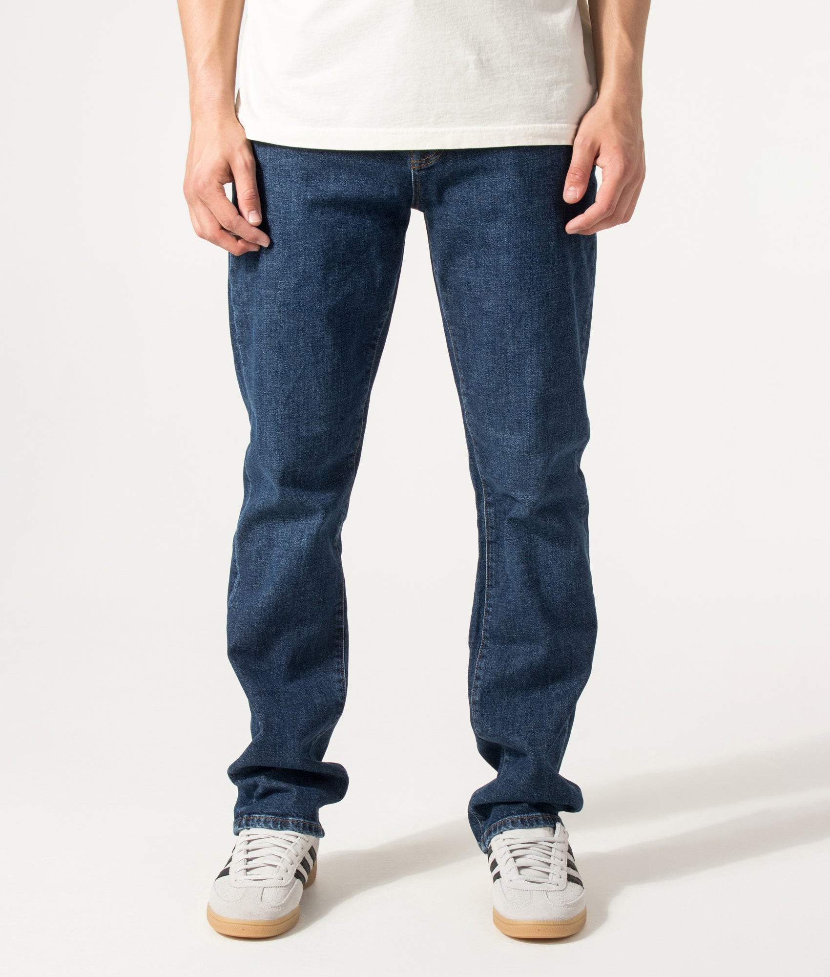 Belstaff Regular Fit B69 Jeans in Washed Indigo at EQVVS Menswear. Front shot.