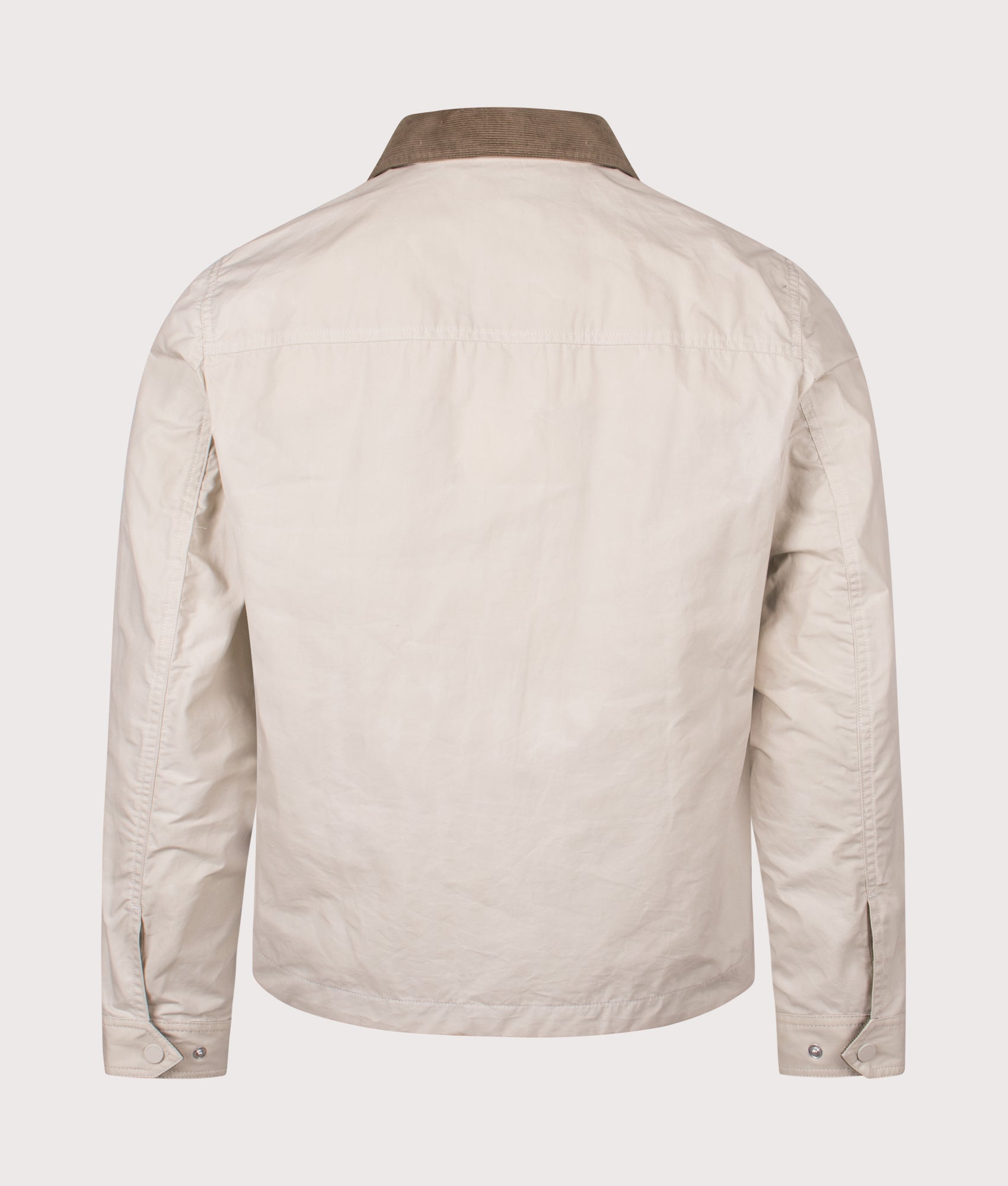 Belstaff Ground Jacket in Silver Birch at EQVVS Menswear. Back shot.