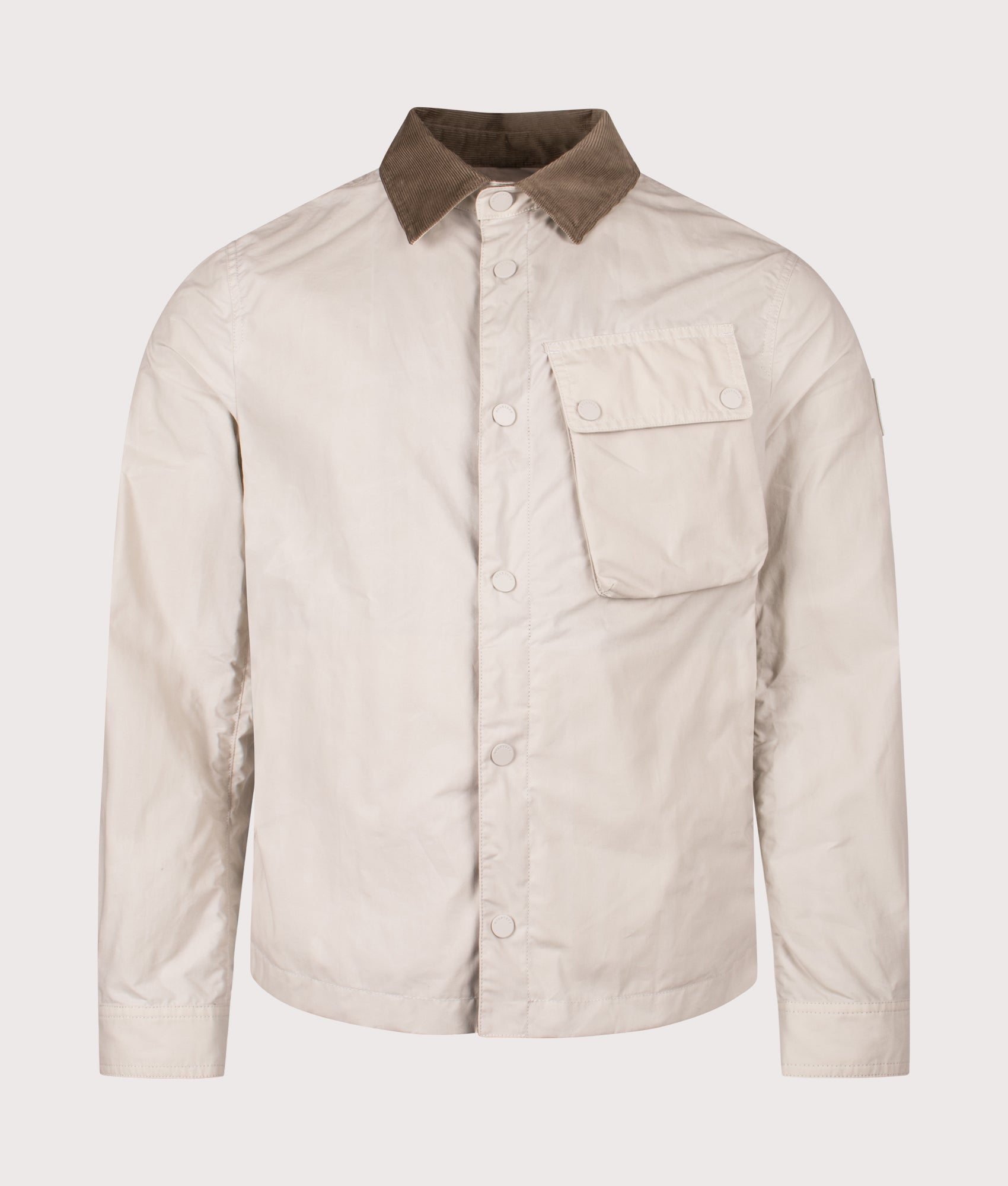 Belstaff Ground Jacket in Silver Birch at EQVVS Menswear. Front shot.