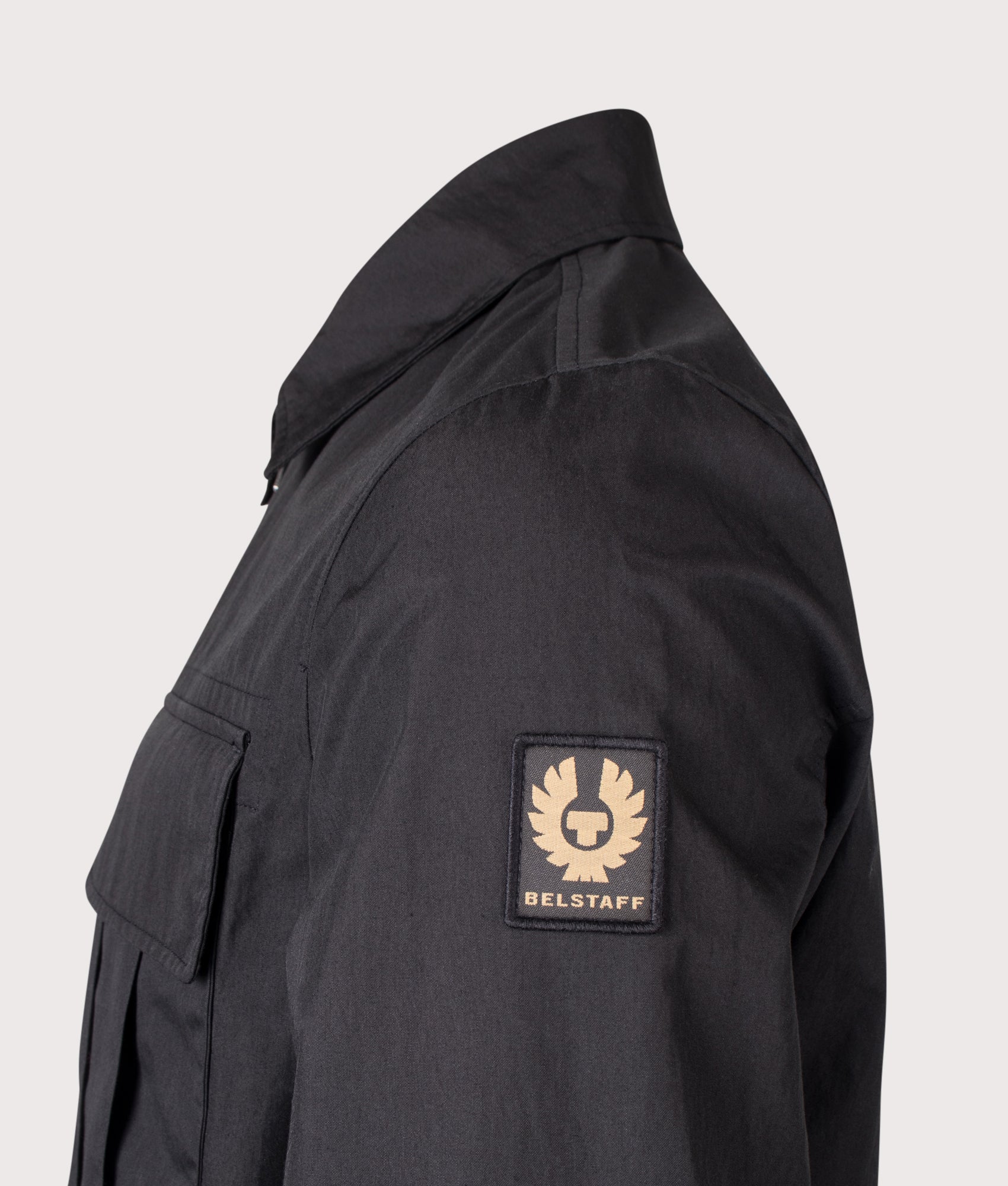 Cargo Overshirt in Black by Belstaff. Shot by EQVVS. Detail shot.