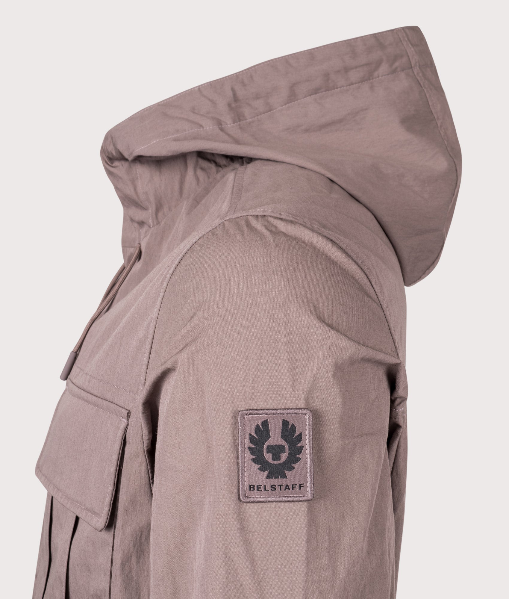 Belstaff Cargo Jacket in Asphalt at EQVVS Menswear. Detail shot.