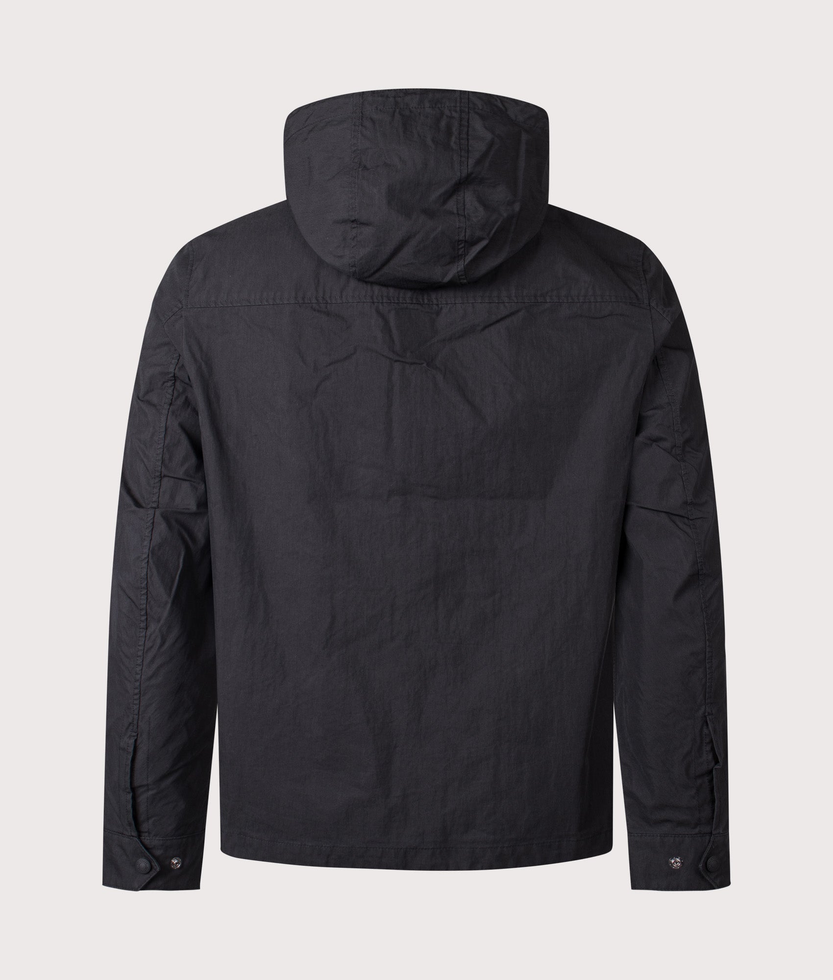 Belstaff Container Overshirt in Black at EQVVS Menswear. Back shot.