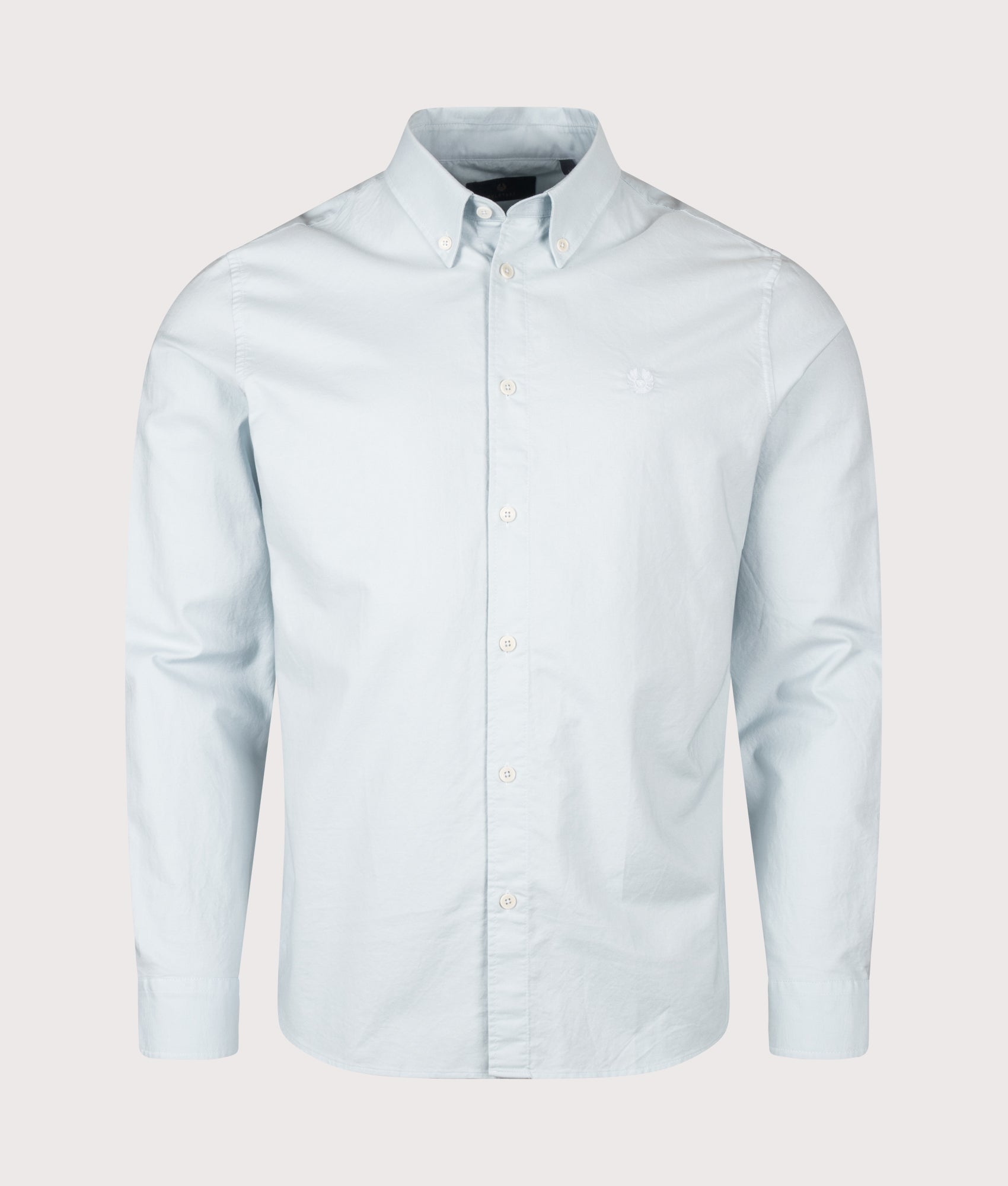 Belstaff Slim Fit Street Shirt in Sky Blue at EQVVS Menswear. Front shot.