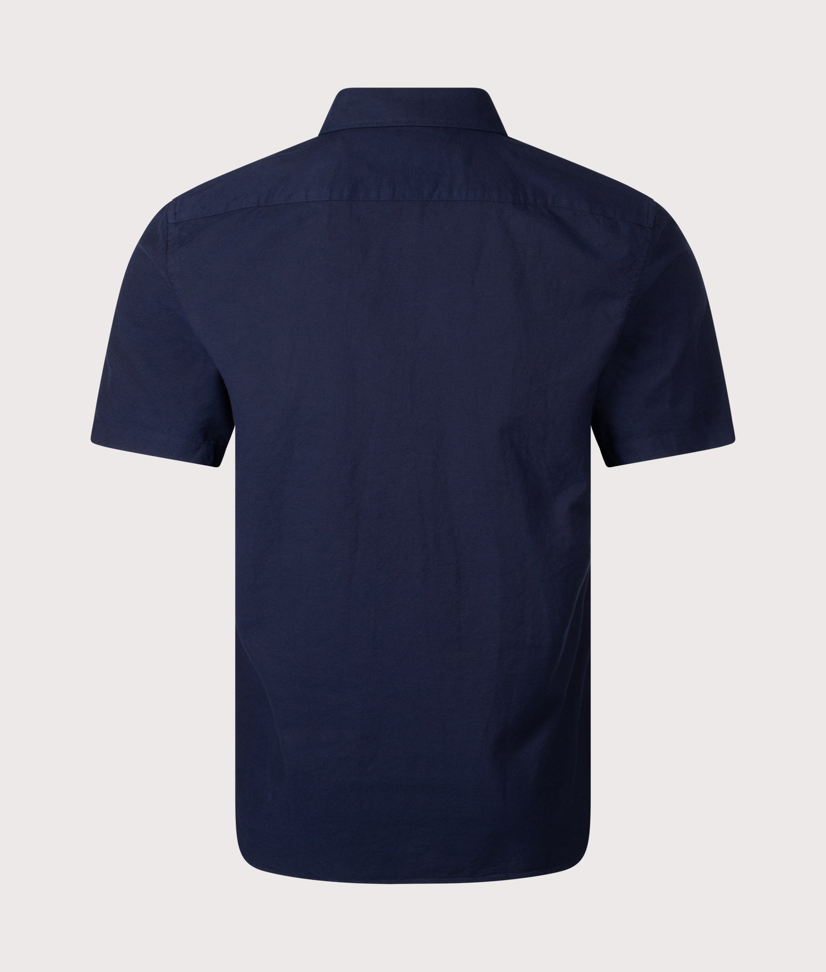 Belstaff Slim Fit Short Sleeve Street Shirt in Dark Ink at EQVVS Menswear. Back shot.