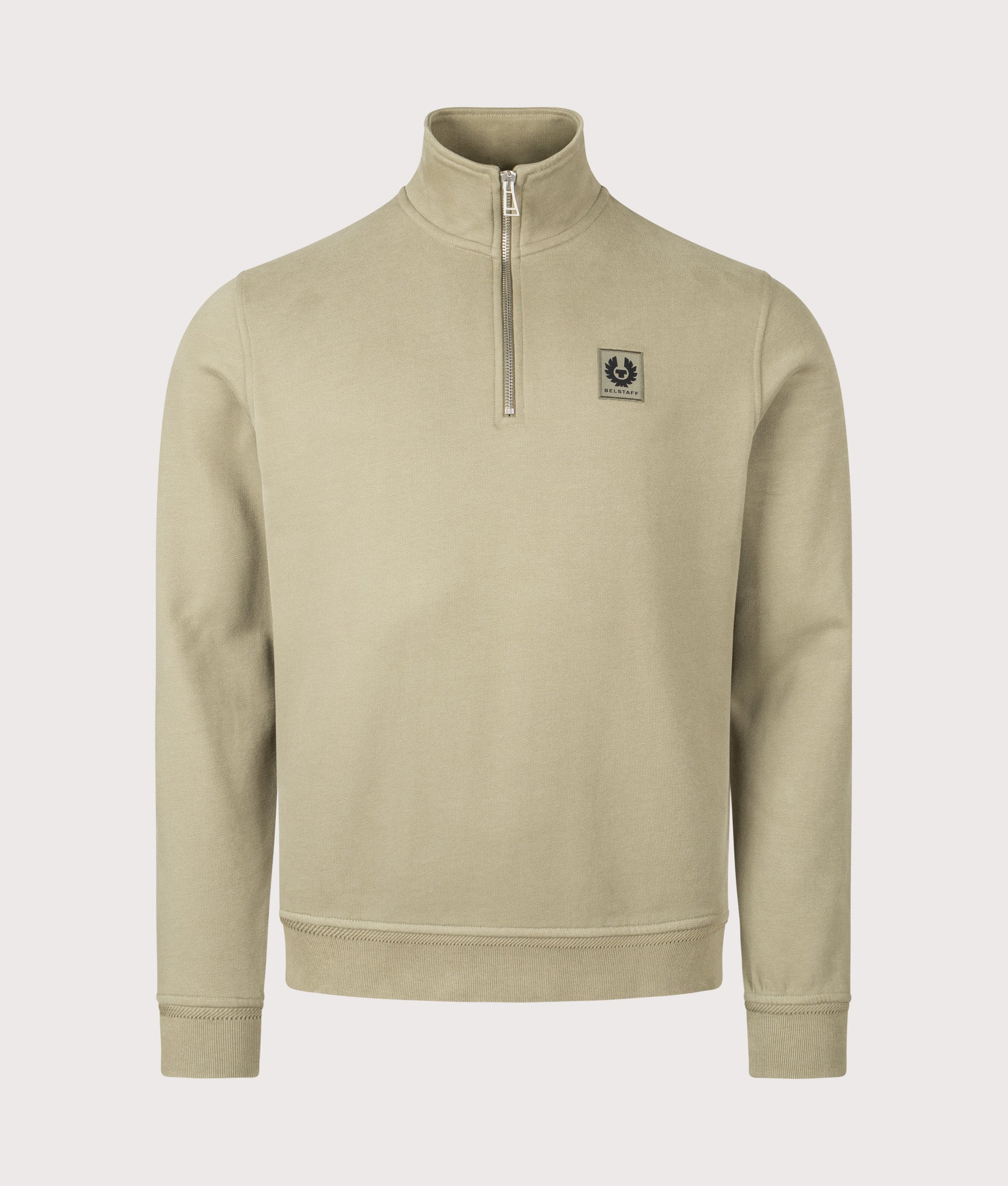 Quarter Zip Sweatshirt in Fatigue Green | 100% Cotton | Belstaff | EQVVS | Front shot 