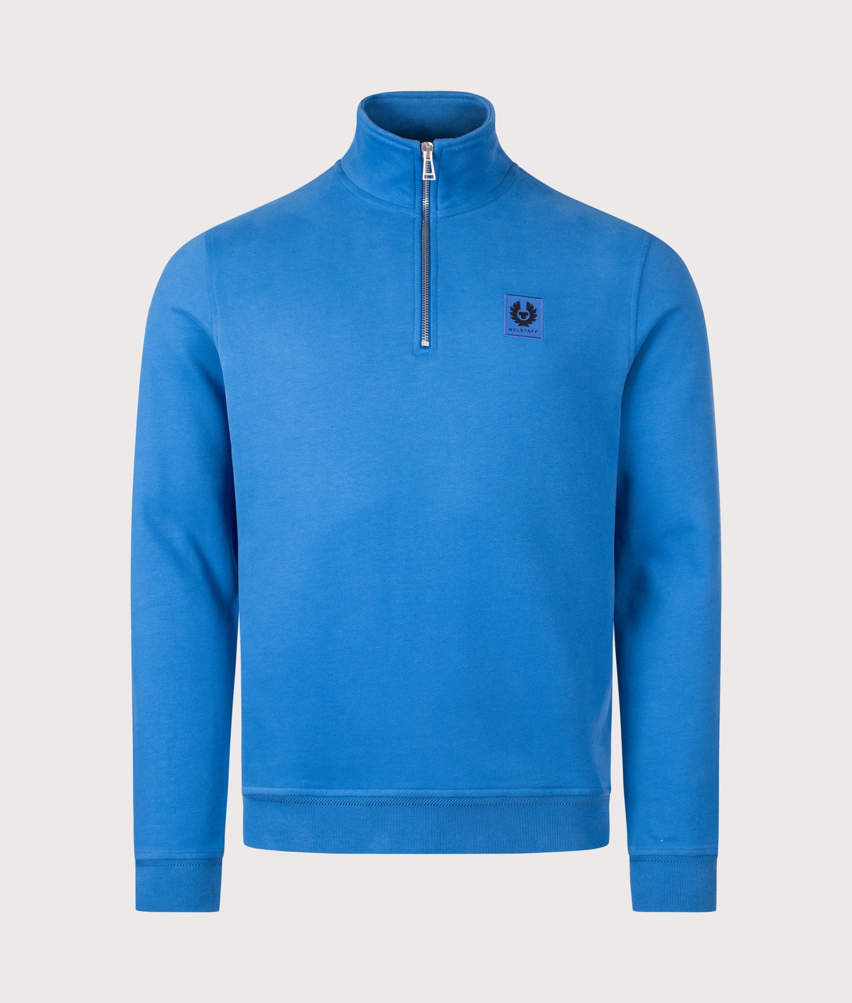 Quarter Zip Sweatshirt in Marine Blue | 100% Cotton | Belstaff | EQVVS | Front shot 