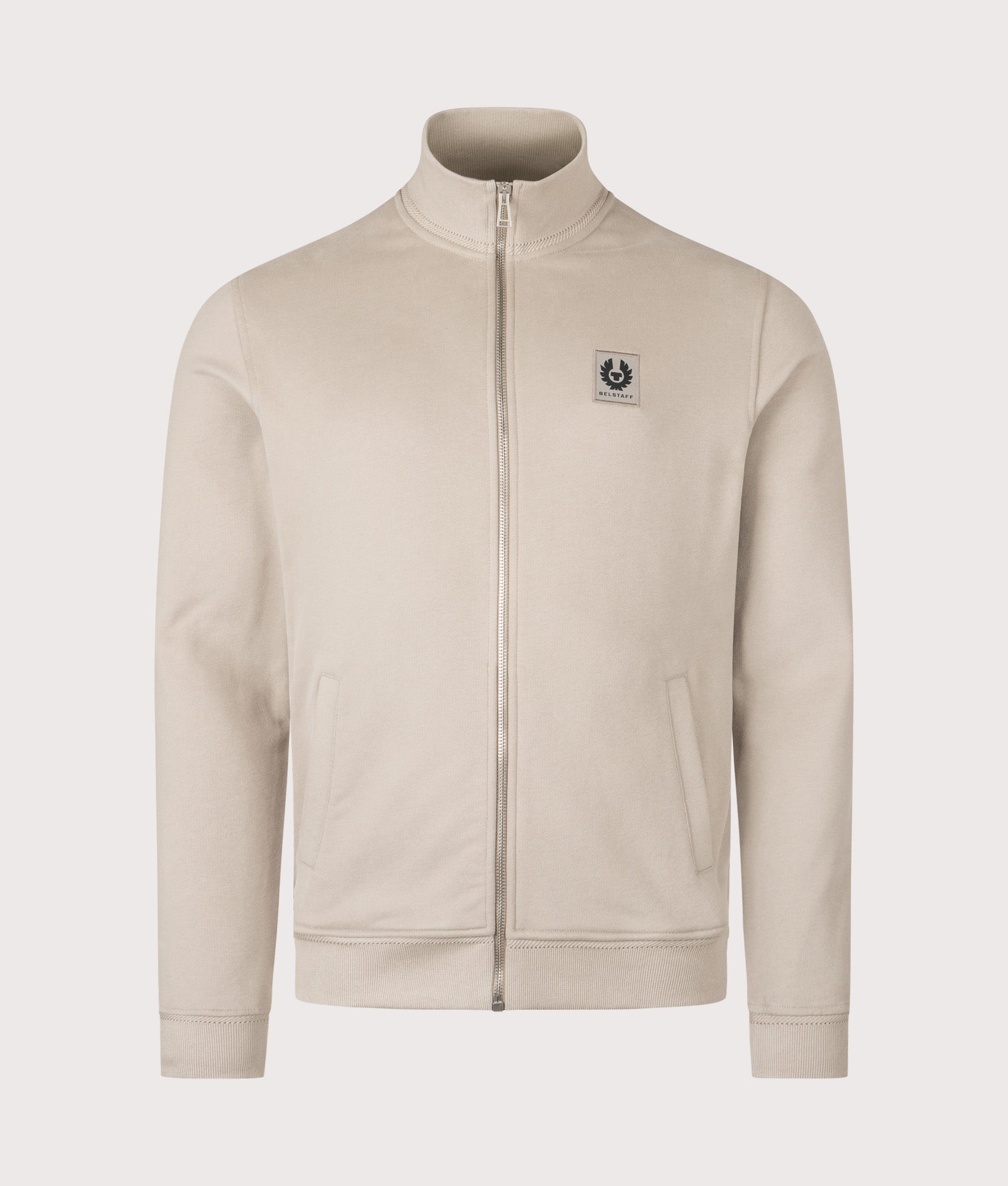 Full Zip Sweatshirt in Dark Sand | 100% Cotton | Belstaff | EQVVS | Front shot 