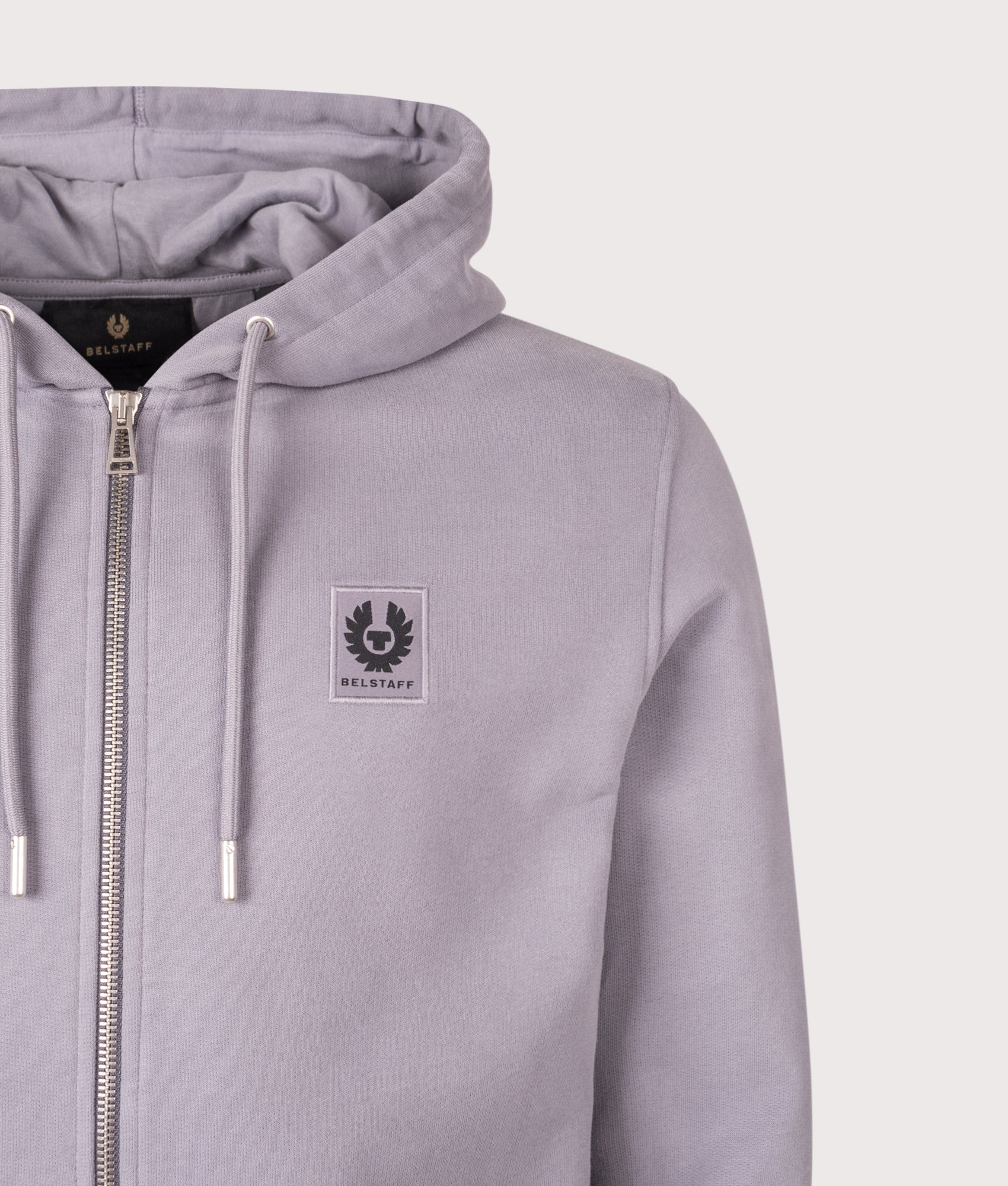 Full Zip Hoodie in Faded Indigo | 100% Cotton | Belstaff | EQVVS | Front detail shot 