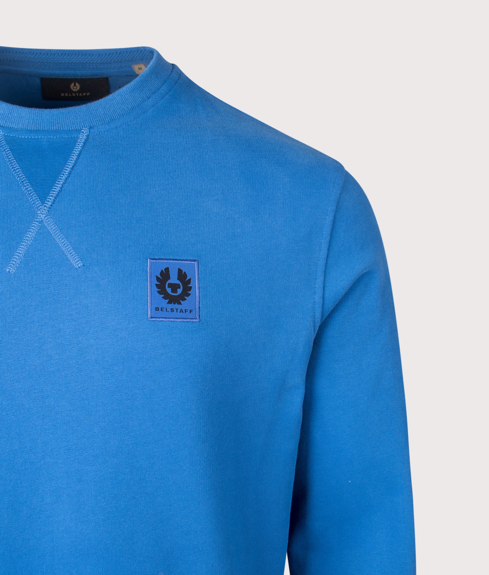 Belstaff Sweatshirt in Marine Blue at EQVVS Menswear. Detail shot.