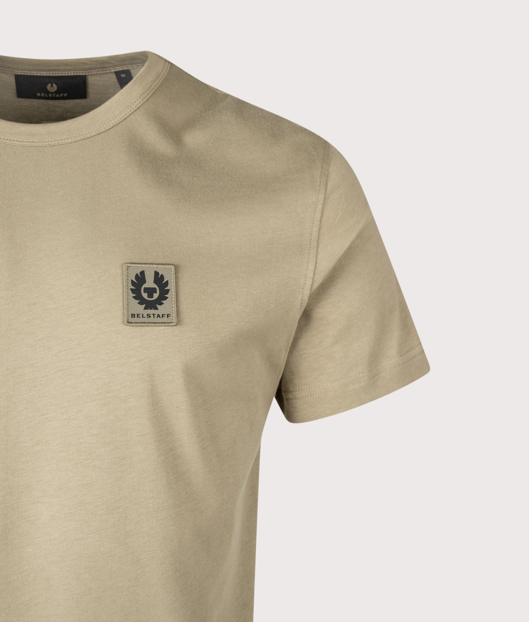 T-Shirt in Fatigue Green | 100% Cotton | Belstaff | EQVVS | Front detail shot 