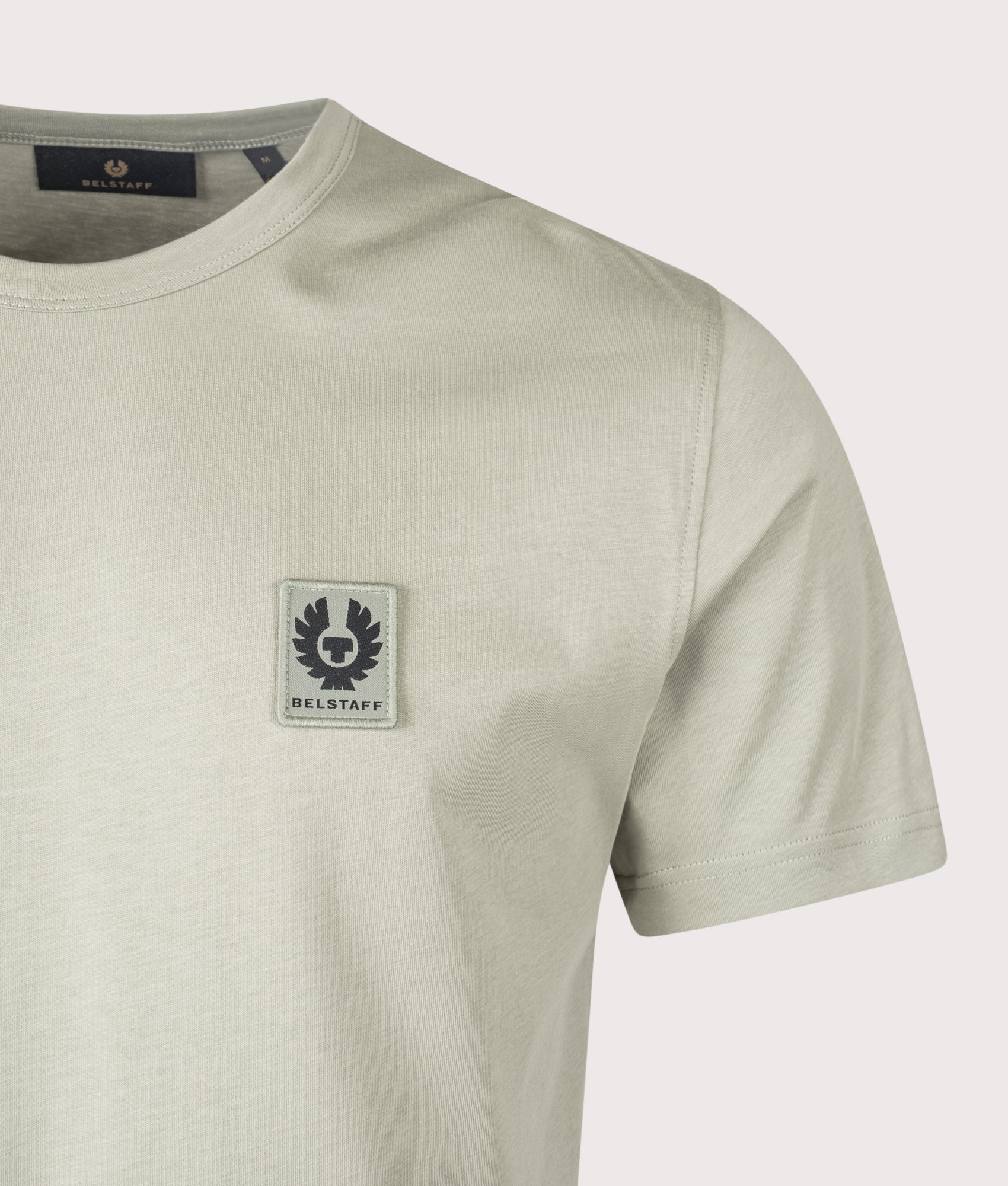 Belstaff Belstaff T-Shirt in Lichen at EQVVS Menswear. Detail shot.