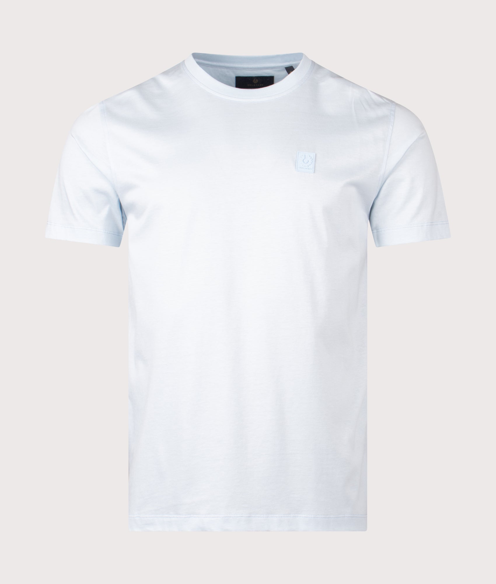 Belstaff Steel T-Shirt in Sky Blue at EQVVS Menswear. Front shot.