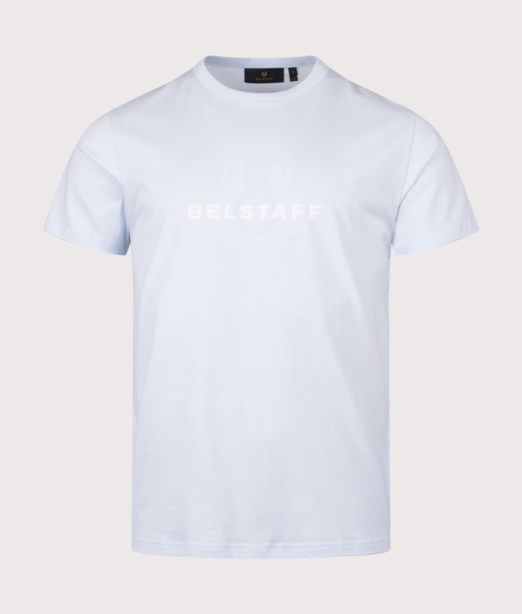 Belstaff Surface T-Shirt in Sky Blue at EQVVS Menswear. Front shot.